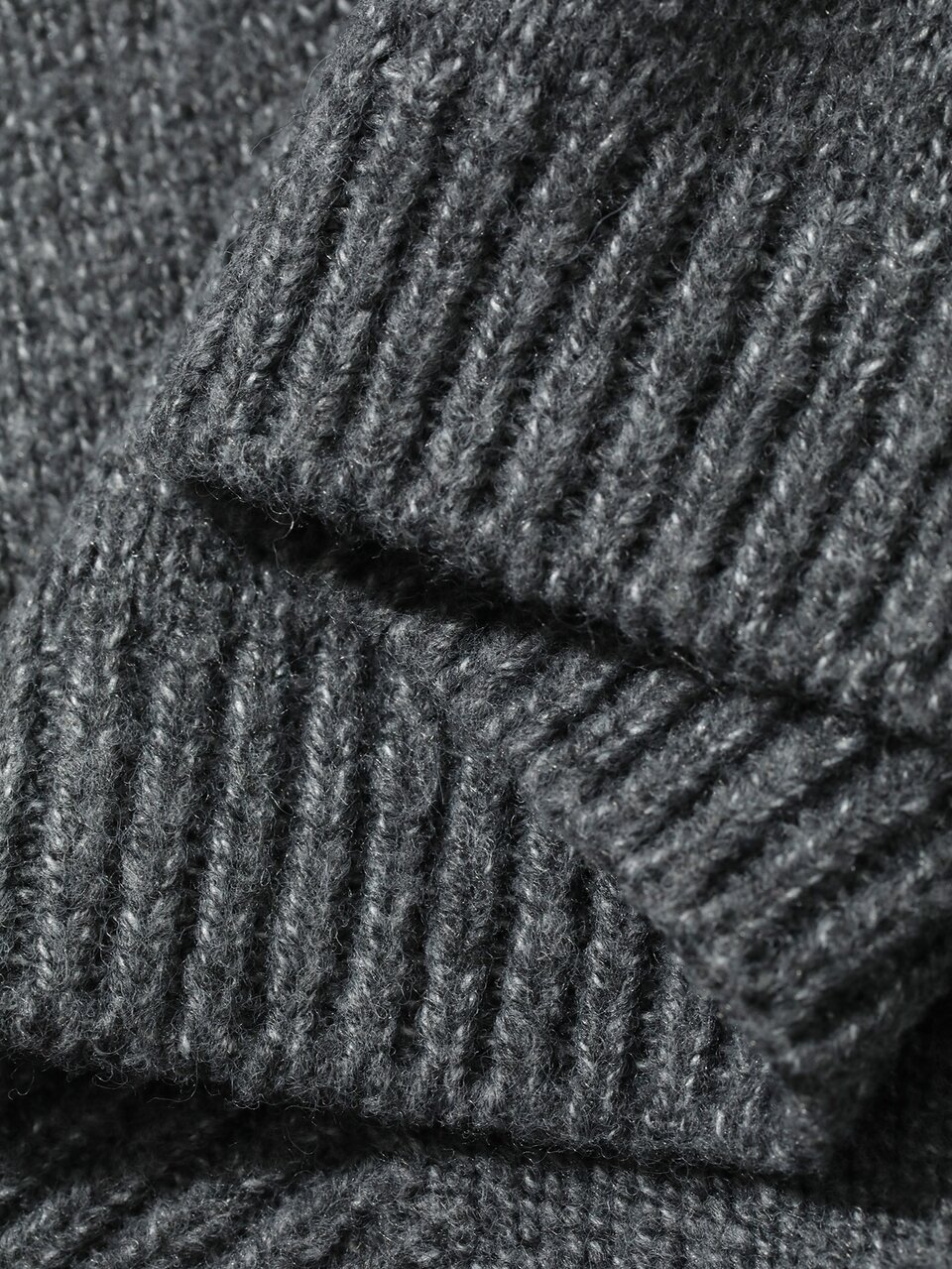 Women's Grey Round Neck Button Cable Knit Long Sleeve Slim Fit Ribbed Cardigan, Autumn/Winter