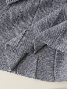 SHEIN Tween Girl) Fashionable Cute Knit Set, Hand-Embroidered Bow Knit Sweater Top + Pleated Knit Skirt Autumn Fall Pullover - Grey - View 8