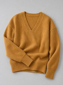 Claim Dot Men's Casual Versatile Solid Color Sweater - Yellow - View 1
