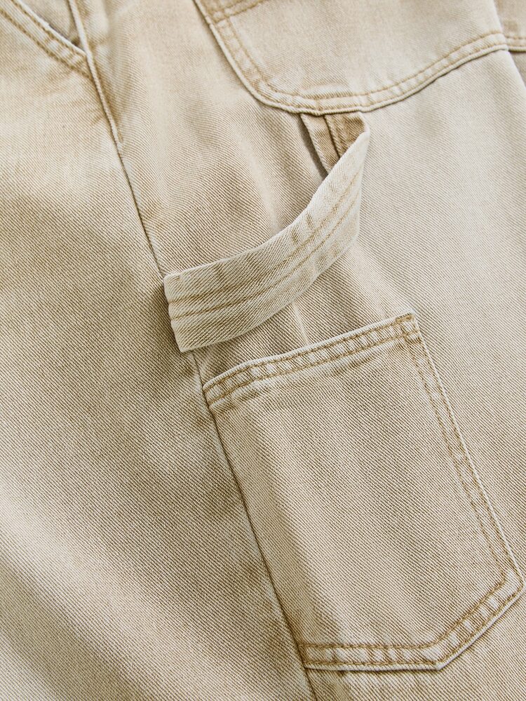 SWAVVY Men's Fashion Button Pocket Jeans Streetwear Versatile - Khaki - View 4