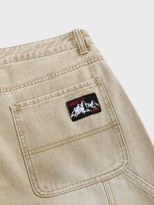 SWAVVY Men's Fashion Button Pocket Jeans Streetwear Versatile - Khaki - View 6