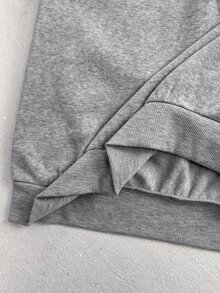 EMERY ROSE Plus Size Women's Solid Color V-Neck Casual Everyday Long Sleeve Sweatshirt - Light Grey - View 9