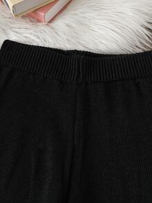 SHEIN Tween Girl Striped Crew Neck Long Sleeve Sweater And Knit Pants Casual Set Autumn Fall Pullover - Apricot - View 9