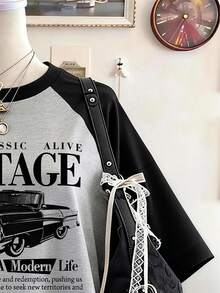 Lalippa Vintage Pattern Digital Print Fashion Minimalist Women's Raglan Sleeve Crew Neck Short Sleeve T-Shirt, Gift For Friends - Light Grey - View 3