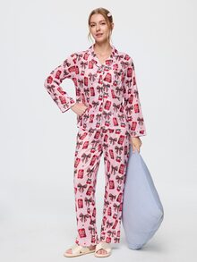Bonmuse Women Pajama Sets - Berwarna merah muda - View 4