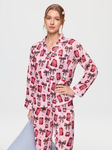 Bonmuse Women Pajama Sets - Berwarna merah muda - View 3