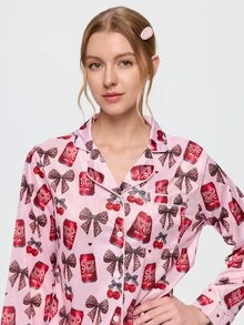 Bonmuse Women Pajama Sets - Berwarna merah muda - View 8