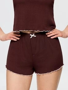 Bonmuse Ins Minimalist Style Purple Casual Ribbed Women's Loungewear Pajamas Suitable For Outdoor Wear - Brown - View 8