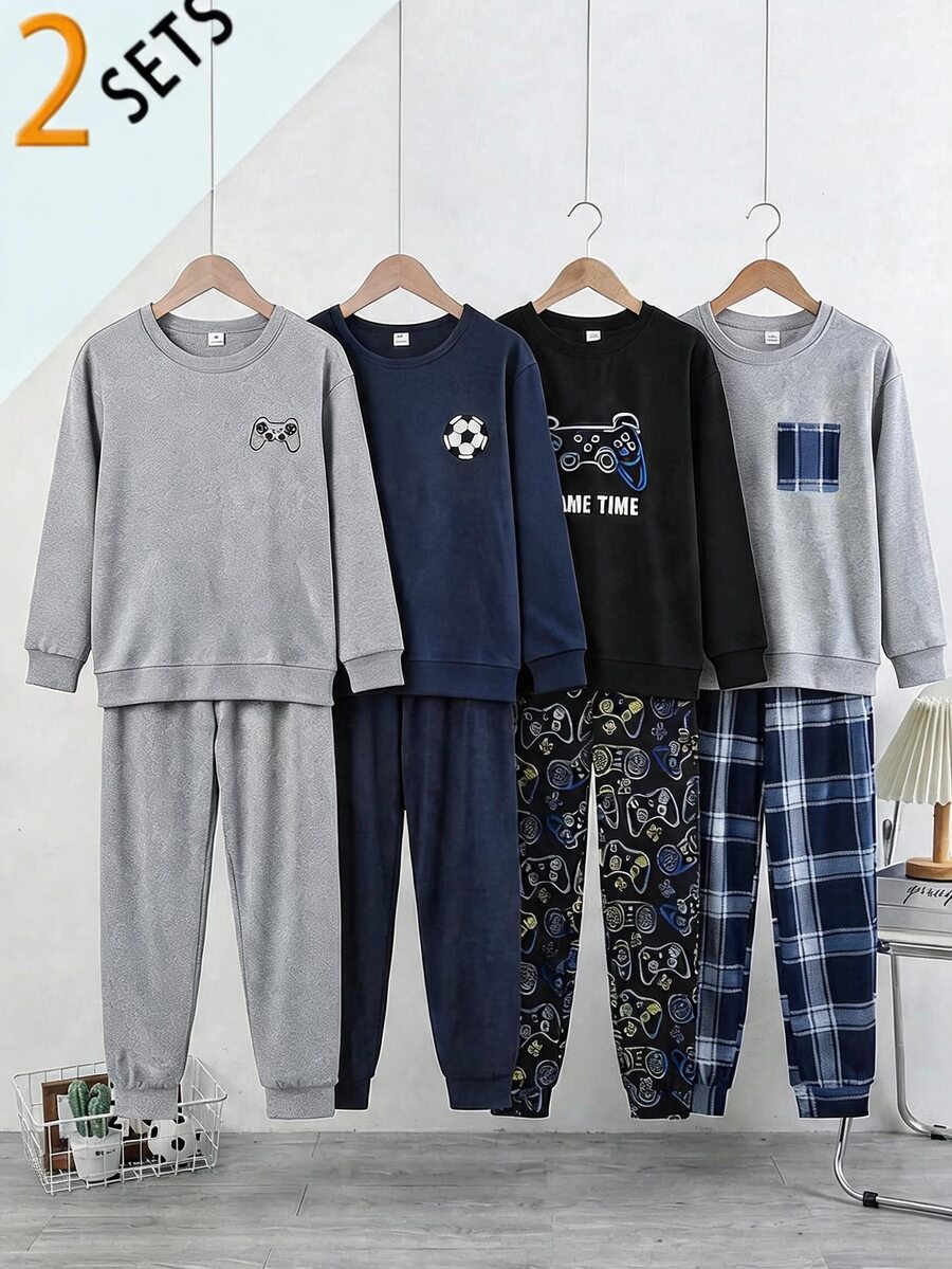4PCS Tween Boys Pajamas - Multicolor - View 1