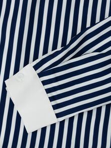 SHEIN Setelan Busana Formal Bergaya Formal dengan Motif Garis Biru dan Putih Elegan, Desain Bahu Terbuka, Koleksi Terbaru Musim Gugur - Blue and White - View 9