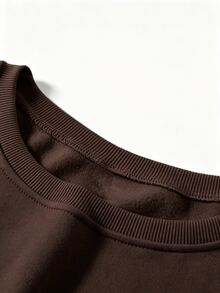 INAWLY 女款咖啡棕紐約 NY 字母刺繡寬鬆圓領運動衫，休閒四季上衣，咖啡色休閒運動衫，優雅舒適設計，休閒外出圓領運動衫 - 粉色 - 查看 4