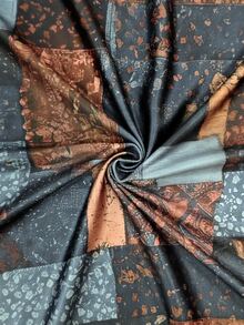 NostaNoir Vintage Patchwork Print Strapless Maxi Dress, Boho Irregular Ruffle HighSlit Bodycon Long Dress, Western Holiday Party Outfit - Black - View 6