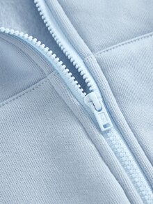Set Sweatshirt Biru untuk Anak Perempuan Remaja, Lembut, Nyaman, Kasual, Serbaguna, dan Modis untuk Sehari-hari - Biru - View 2