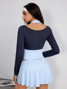 SHEIN Sports 女款 2 合 1 配色休閒日常旅行運動運動衫 - 彩色 - 查看 2