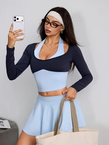 SHEIN Sports 女款 2 合 1 配色休閒日常旅行運動運動衫 - 彩色 - 查看 6