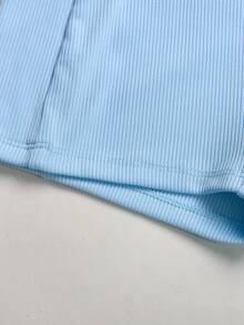 SHEIN Setelan Olahraga Rajut Kasual untuk Remaja Perempuan - Biru - View 4