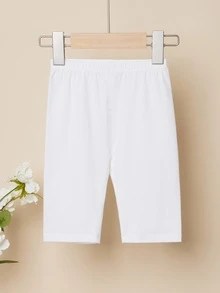 SHEIN Young Girl 3pcs Solid Elastic Waist Biker Shorts - Multicolor - View 4