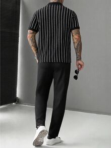 SLATEMANN 男士Polo套裝 - 黑色 - 查看 2