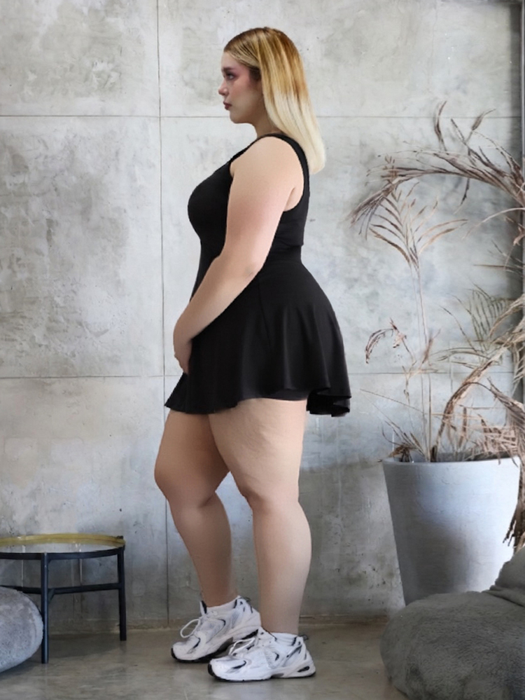 CHERRY TINTT SELECTION 大码女式无袖连体衣，纯色带口袋，一件式服装 - 黑色 - 查看 4