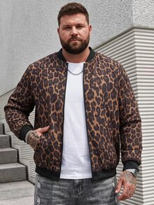DRIVNCORE Men's Plus Size Leopard Print Jacket - Multicolor - View 1