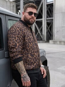 DRIVNCORE Men's Plus Size Leopard Print Jacket - Multicolor - View 3