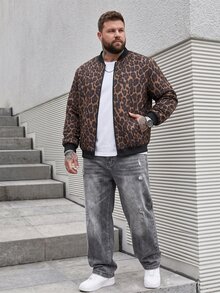 DRIVNCORE Men's Plus Size Leopard Print Jacket - Multicolor - View 4