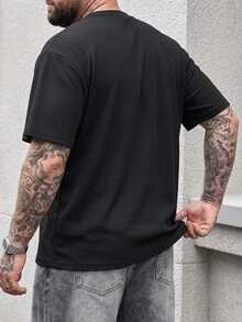 DRIVNCORE Men's Plus Size Colorblock Waffle Knit Crew Neck Short Sleeve Pocket T-Shirt - Black - View 2