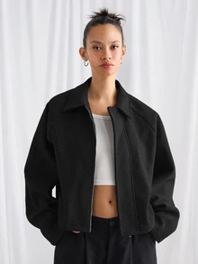 Mainfolk Chaqueta holgada casual para hombre con cuello abatido y manga larga, adecuada para otoño/invierno, vacaciones, regalos del Día del Padre - Negro - Ver 2