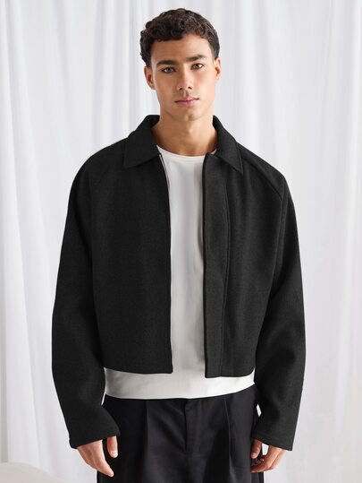 Mainfolk Men's Loose Casual Turndown Collar Long Sleeve Jacket, Suitable For Autumn/Winter, Vacation, Father's Day Gifts