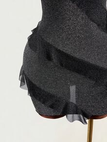 Mistrie YK2「Hot Girl」女款秋冬新款性感項鍊露背流蘇閃亮布料百褶短洋裝，時尚性感 - 黑色 - 查看 11