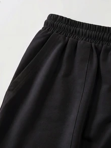LUMIGAL 女款連帽拼色上衣與長褲休閒日常兩件套 - 黑色 - 查看 3
