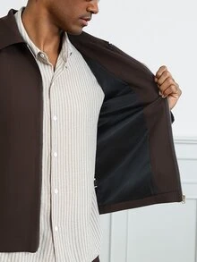 HUEFORM Men's Old Money Brown Lined Loose Fit Outerwear Co-Ords,Wrinkle-Resistant Fabric, Easy To Care For-A Must-Have Item. A Must-Have For Lazy People - Coffee Brown - View 8