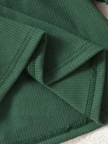 SHEIN Thickened Imitation Knit Dress With Embroidery Patterns For Newborn Baby Girls Autumn Winter Green Floral Ribbed Long Dress Pants Dress Shirt - Dark Green - View 7