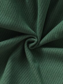 SHEIN Thickened Imitation Knit Dress With Embroidery Patterns For Newborn Baby Girls Autumn Winter Green Floral Ribbed Long Dress Pants Dress Shirt - Dark Green - View 6