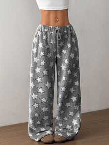 Flirla Christmas New Plush Print Comfortable Women Loose Straight Leg Pants - Multicolor - View 5