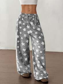 Flirla Christmas New Plush Print Comfortable Women Loose Straight Leg Pants - Multicolor - View 6