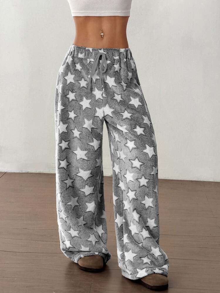 Flirla Christmas New Plush Print Comfortable Women Loose Straight Leg Pants - Multicolor - View 6