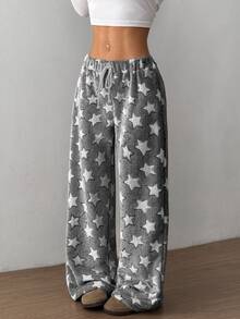 Flirla Christmas New Plush Print Comfortable Women Loose Straight Leg Pants - Multicolor - View 3