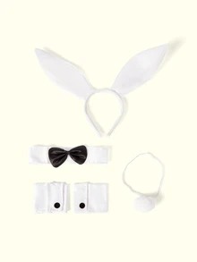 Popjeli Bunny Girl Party Decoration Set, Bunny Ear Headband & Bow Tie & Bunny Tail Decor Set - Multicolor - View 7