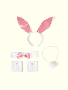 Popjeli Bunny Girl Party Decoration Set, Bunny Ear Headband & Bow Tie & Bunny Tail Decor Set - Multicolor - View 3