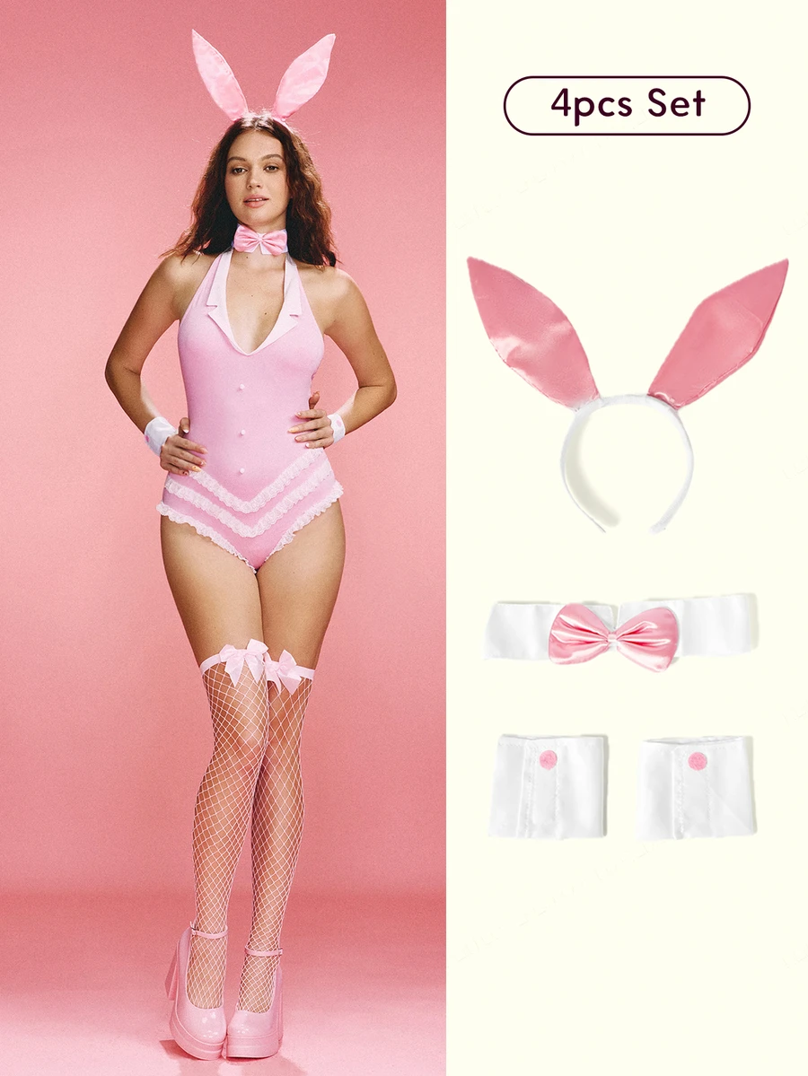 Popjeli Bunny Girl Party Decoration Set, Bunny Ear Headband & Bow Tie & Bunny Tail Decor Set - Multicolor - View 1