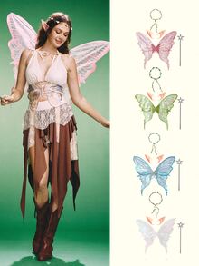 Popjeli 1pc/4pcs Festival Fairy Butterfly Wings, Halloween Party Performance Props, Shiny Angel Wings For Wedding Attire - Multicolor - View 1
