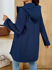 MaterniWear Maternity Solid Color Casual Daily 3-In-1 Jacket - Navy Blue - View 6