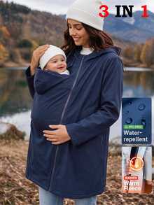 MaterniWear Maternity Solid Color Casual Daily 3-In-1 Jacket - Navy Blue - View 2
