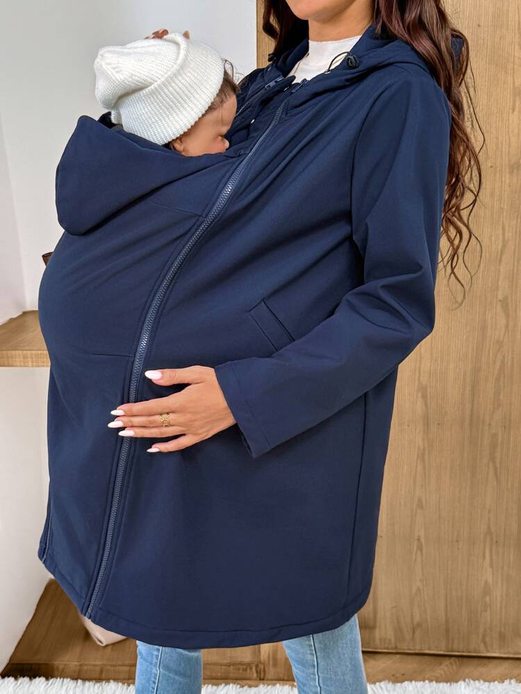 MaterniWear 孕婦純色休閒日常三合一外套 - 藏蓝色 - 查看 9
