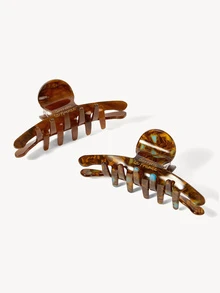 Opalesca Retro French Style Caramel Tortoiseshell Curved Hair Claw Clip, Medium Hair Jaw Clip For Women Updos - Brown - View 8