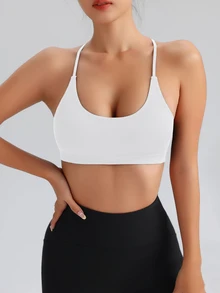 Slayform Slayform Sujetador Deportivo Sin Costuras Con Espalda Abierta Y Tirantes Cruzados - Blanco - Ver 2