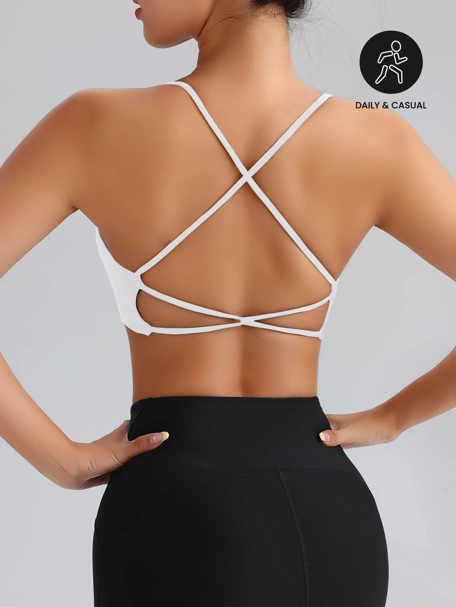 Slayform Slayform Sujetador Deportivo Sin Costuras Con Espalda Abierta Y Tirantes Cruzados - Blanco - Ver 1