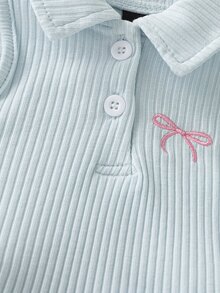 Genkimix Kids Young Girls Polo Skirt Set Summer New Arrival Cute Sweet Style White Ribbed Knit Sleeveless - Blue - View 5