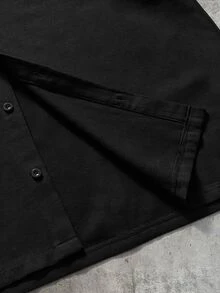AXEPEAK Men's Solid Color Long Sleeve Button Front Shirt And Elastic Waist Pants Set - Black - View 6